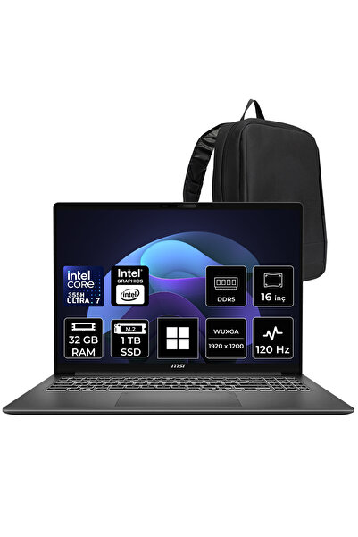 MSI MODERN 16S AI+ Intel Core Ultra 7 355 32GB RAM 1TB SSD 16" WUXGA (1920x12...