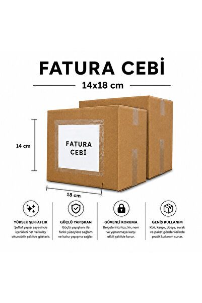 S&M AMBALAJ Fatura Cebi A5 Boyutlu – Yapışkanlı Kargo Evrak Cebi 14 x 18 cm –...