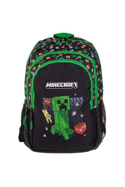 MINECRAFT Rucsac Negru Verde Mod Supraviețuire