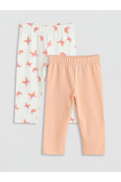 LC Waikiki جوارب LCW Kids Mercan للفتيات بخصر مطاطي، عبوة من قطعتين