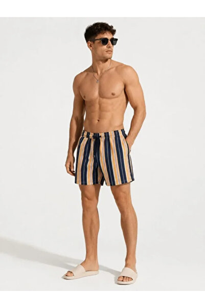 Generic Brand Men's Striped Swim Shorts with Pockets, Mesh Lining, Quick-Dry,...