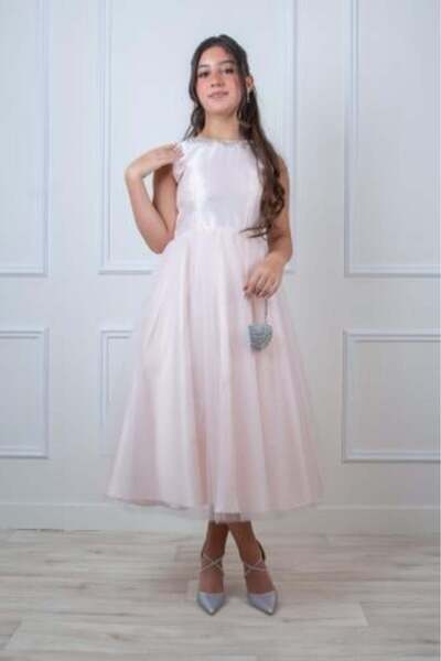arushi Newly arrived light pink satin dress with elegant pearl details |