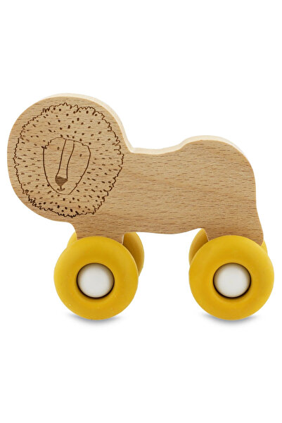 Trixie Mașinuță din lemn cu roți de silicon - Lion Baby