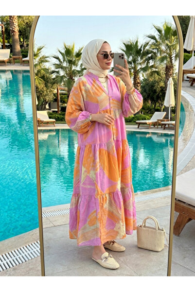 Kirazca Butik فستان نسائي مزين بالرقع ومتعدد الطبقات - فستان بوهيمي طويل (بدو...