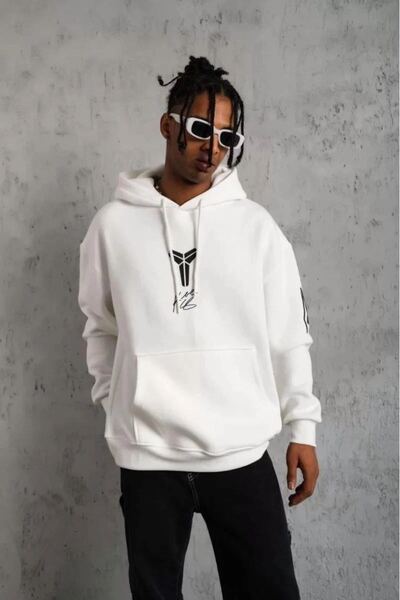 Generic Brand Berkek 3 Thread Cotton Hooded Printed Oversize Sweatshirt Hoodi...