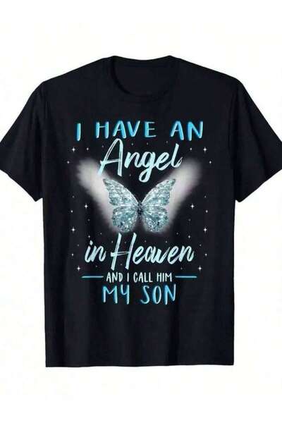 25W Men'S Comfort Short Sleeve T-Shirt - "I Have An Angel In Heaven Call Him ...