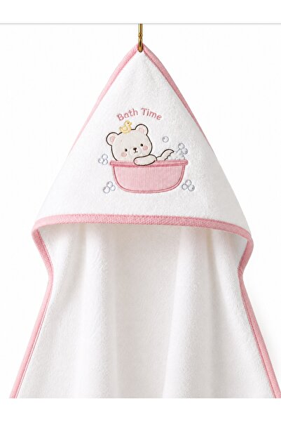 MİNİMELO BABY Kapüşonlu Bebek Banyo Havlusu %100 Pamuk 80x80 cm Yenidoğan Beb...