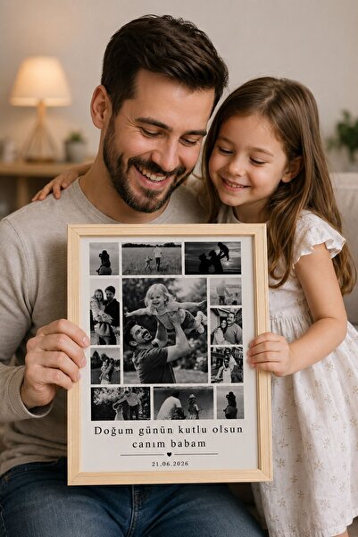 senden olsun Baba İçin Kişiye Özel Doğum günü Hediyesi Fotoğraf Kolajlı MDF t...