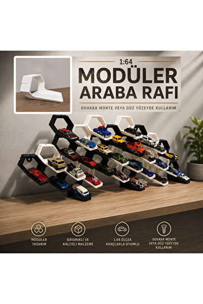 Hediye24 1:64 Modüler Model Araba Standı | Duvar ve Masa Kullanımı | Bağlantı...