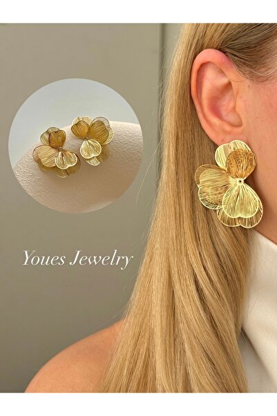YOUES JEWELRY أقراط فاخرة على شكل زهرة من الفولاذ، أقراط سلكية للنساء، أقراط ...
