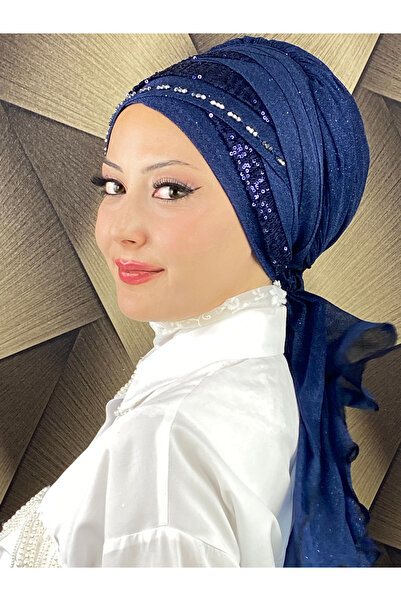MY UKİYO STORE TESETTÜR PAYETLİ EL İŞLEME BONCUK DETAYLI ABİYE BONE ŞAL