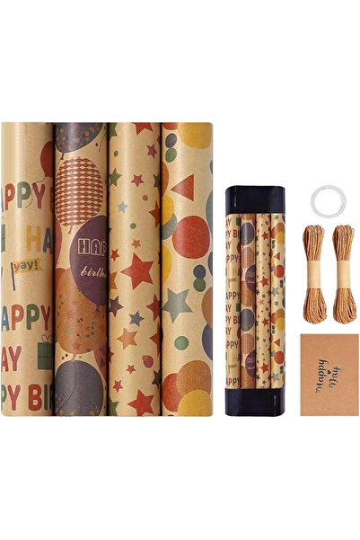 Yelajoy Wrapping Paper Happy Birthday Wrap Paper Roll - 17in x 10ft Per Roll,...