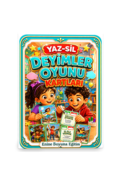 Enine Boyuna Eğitim Yaz-Sil Deyimler Oyunu Kartları