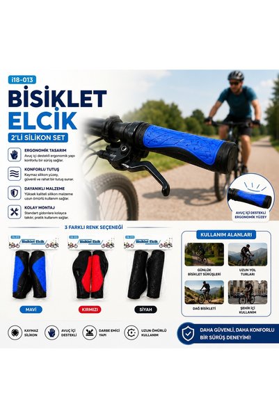 Genel Markalar Ergonomik Silikon Bisiklet Elciği 2'li Set Kaymaz Gidon Elcik