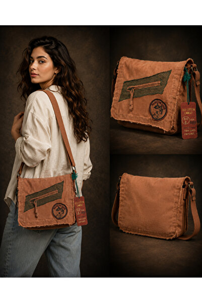 old cotton cargo Vintage Kanvas Postacı Çantası 4 Bölme Unisex Çapraz Askılı ...