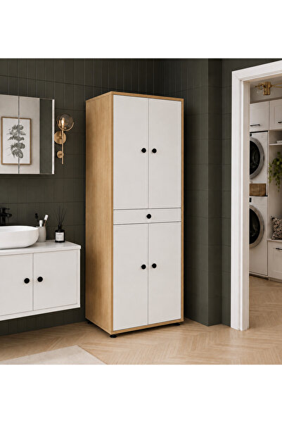Çavdar Mobilya Dekorasyon Ahşap Detaylı Banyo Dolabı