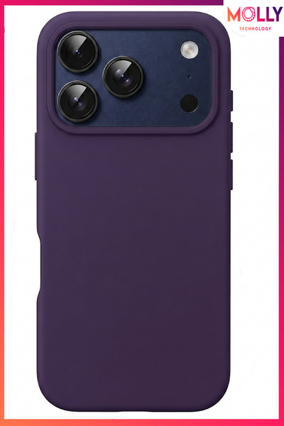Molly iPhone 17 PRO MAX İçin Derin Mor Liquid İçi Kadife Mat Silikon Kılıf