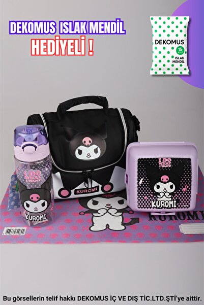 kuromi صندوق غداء مرخص من ديكوموس من مجموعة دارك ديلايت، وعاء غداء، زجاجة ماء...