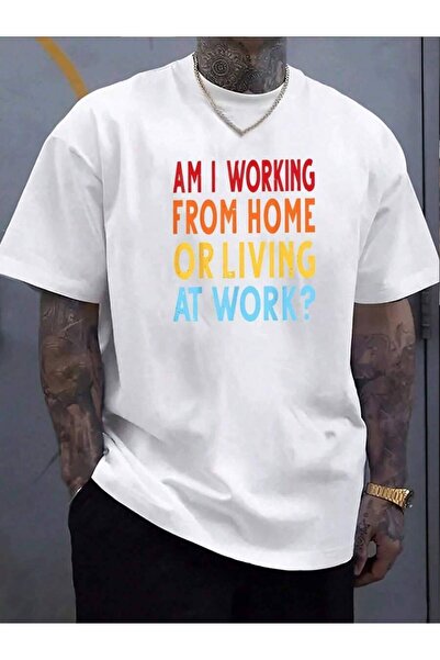 LİNA06 Am I Working Or Living At Work? Men's Graphic Print TShirt Funny Work ...