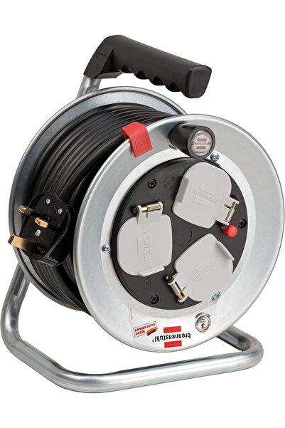 Brennenstuhl Garant S Compact cable reel, 15m with 3-way socket for indoor us...