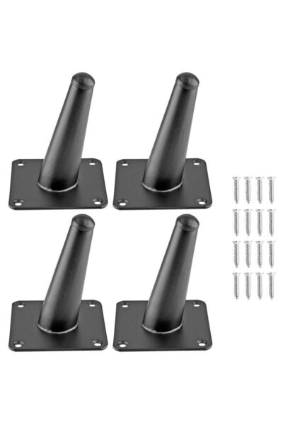 STARSTAR Four furniture legs - 10cm black tapered iron support legs, suitable...