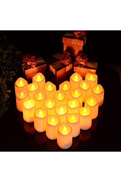 STARSTAR 24pc Flameless Wavy LED Candle Cones Electric Warming Tea Lights Set