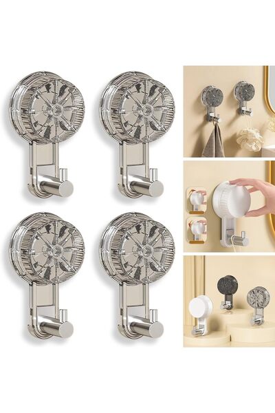 STARSTAR Bathroom suction cup hooks, 4-Pack - Strong vacuum suction hooks, wo...