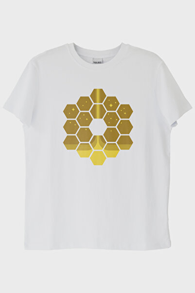 lofux James Webb Hexagon Design Printed White T-Shirt