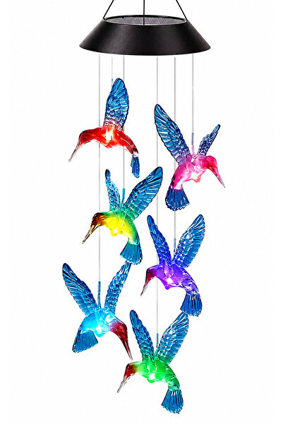 LEIHMANN Lampa solara decorativa cu colibri LED RGB, schimbare automata a cul...