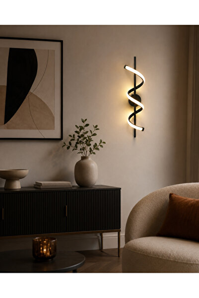 VEGA AYDINLATMA Helix Modern LED Burgu Duvar Apliği 50x8 cm Pilli ve Elektrikli