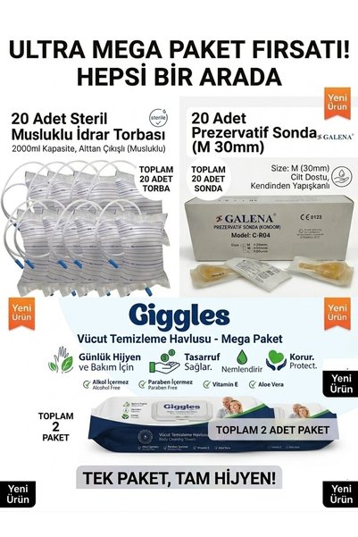 ERD Galena Prezervatif Sonda M 30mm (20 Adet) + Steril Musluklu İdrar Torbası...