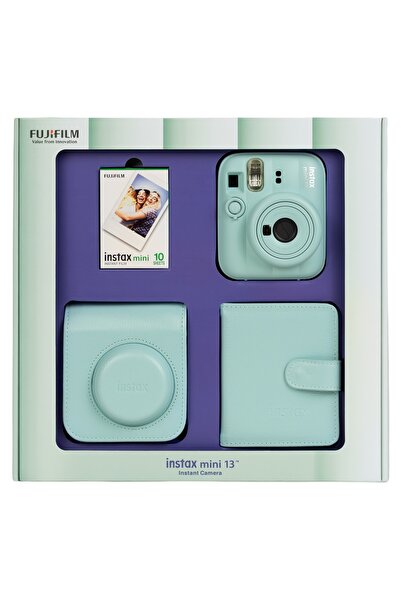 Fujifilm Instax mini 13 Yeşil Fotoğraf Makinesi 10'lu Film Kare Albüm ve Deri...