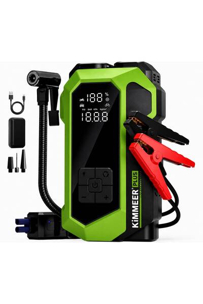 LUNAX 4'ü 1 Arada Şarjlı Akü Ateşleyici Lastik Şişirici Powerbank Led Işık 15...