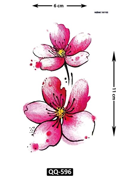 Attach Q-596 ZAMBAK ÇİÇEGİ DESEN GEÇİCİ DÖVME-TATTO