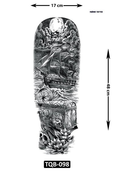 Attach TQB-098 GEMİ SANDIK DESEN GEÇİCİ KOL DÖVMESİ-TATTO