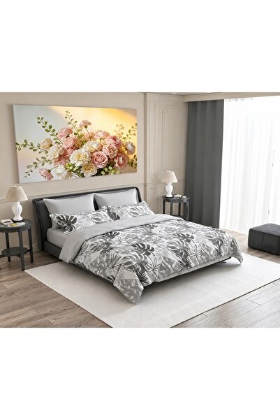 Kunzita Home مفرش رينو مزخرف نفرين 6قطع فاخر مقاس 240×260 سم – لون رمادي أنيق