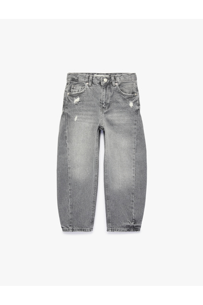Koton Barrel Denim Trousers with Cotton Pocket Detail