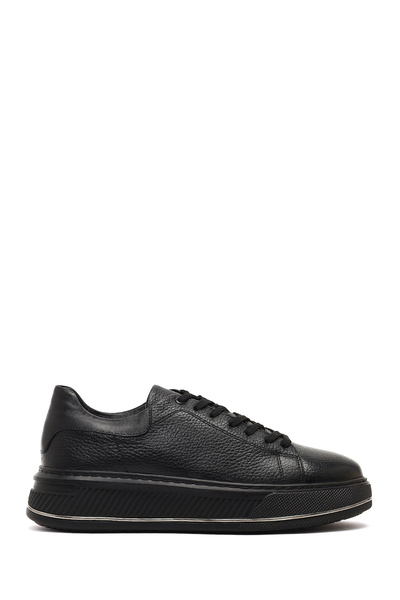 Derimod Men's Black Lace-Up Thick-Soled Leather Sneaker Wm780005Df