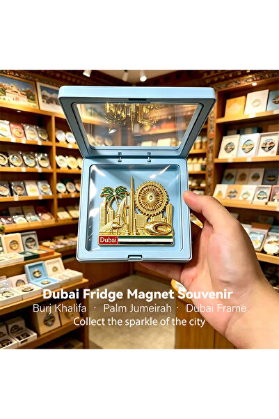 ARIANA Dubai Skyline 3D Metal Fridge Decor, Featuring Burj Khalifa, Palm Isla...