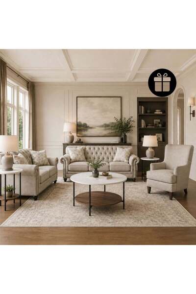 Ashley Furniture طقم أريكة كاتاهدين مع طاولة جانبية مجانية (3 قطع)
