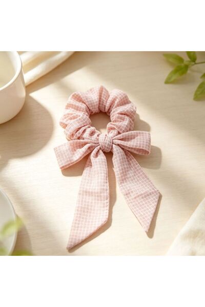 idei Scrunchie cu fundiță și panglici lungi 20 cm din țesătură, culori livrat...