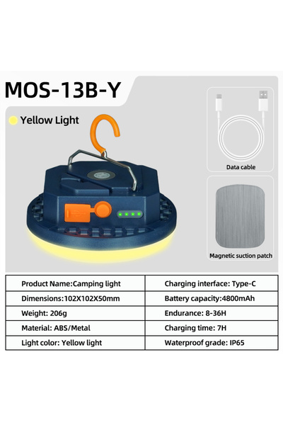 Choice3 MOS-13-B-Yellow MOSLIGHTING Camping Light Rechargeable Lantern Portab...
