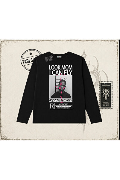 Tarzsokak Unisex Look Mom I Can Fly Biskilet Yaka Long Sleeve Beyaz