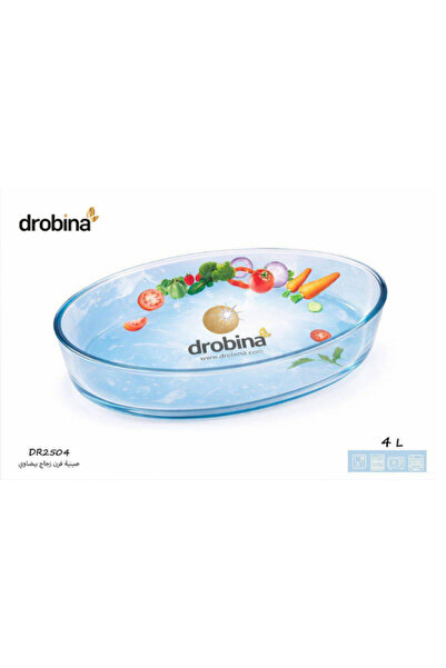 drobina صينية فرن بايركس زجاج المقاوم للحرارة من قطعة واحدة بيضوي 4 لتر من در...
