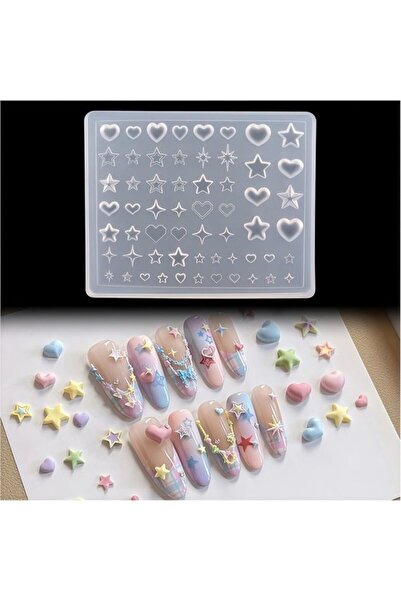 Morvena Picks Matrițe din silicon pentru nail art cu gel 3D - Modele inimă și...