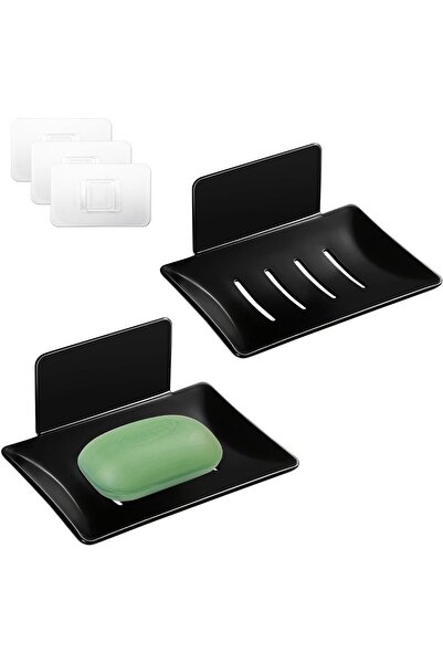 STARSTAR Two-piece strip soap dish set - self-adhesive shower soap holder, su...
