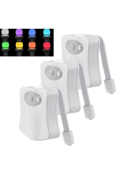 STARSTAR 16-color toilet night light with motion sensor - 3-piece set - Batte...