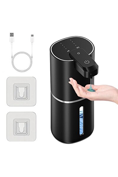 STARSTAR 380ml Black Automatic Sensor Soap Dispenser, Wall-Mounted Rechargeab...