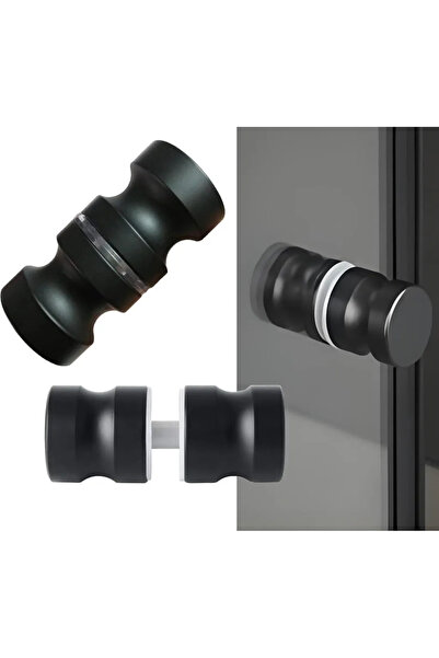 Morvena Picks Mâner ușă duș - Oțel inoxidabil - Set de 2 - Negru - 30 x 62 mm