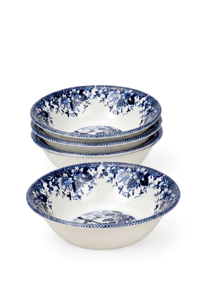 Claytan Earthenware Classic Blue Windmill & Floral Pattern Cereal Bowl, 6.2 I...